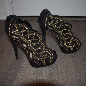 Black Gold Platform Pumps Size 7